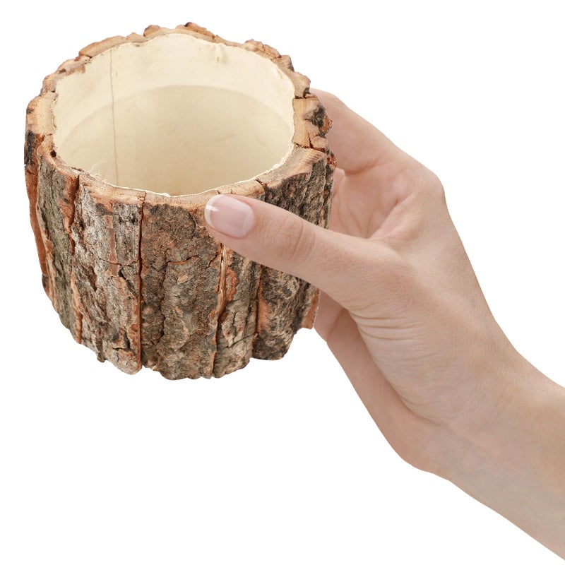 YARNOW Wooden Flower Pot Bark Vase Rustic Country Style Flower Planter Farmhouse Plant Vase Container Arrangement 3.9 inch - Image 2
