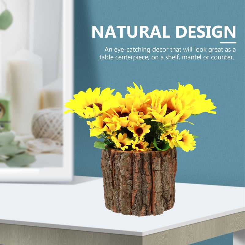 YARNOW Wooden Flower Pot Bark Vase Rustic Country Style Flower Planter Farmhouse Plant Vase Container Arrangement 3.9 inch - Image 5