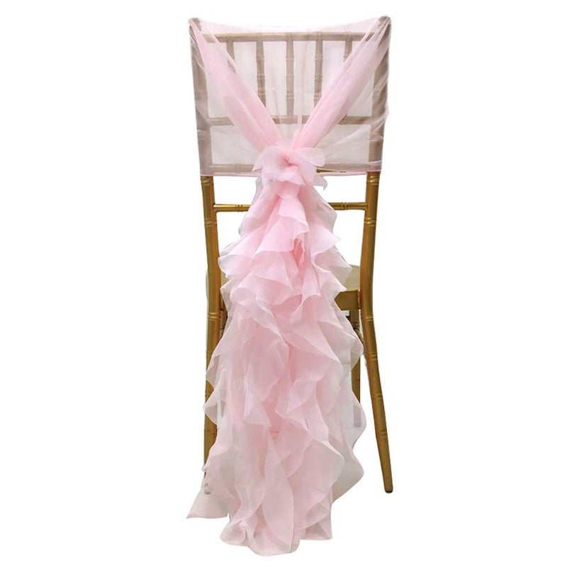 SunriseMall SunriseMall Milk Yarn Chair Cover Tulle Chair Back Cap Covers for Bridal Shower Wedding Baby Shower Decoration Long Tulle High Chair Skirt Slipcovers Pink 2pcs