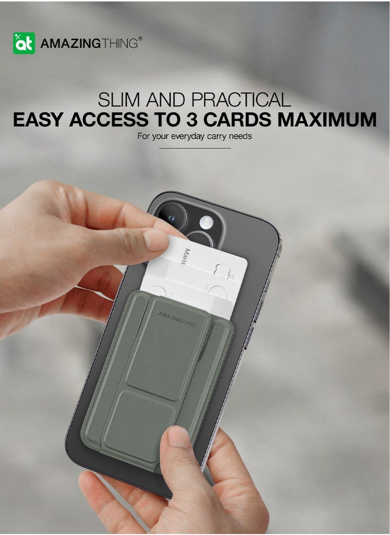 AMAZINGthing - Marsix Pro MagSafe Wallet Card Holder with Hand Grip & Multi Angle Stand for iPhone 14 / 13 / 12 Series - Grey - Image 1