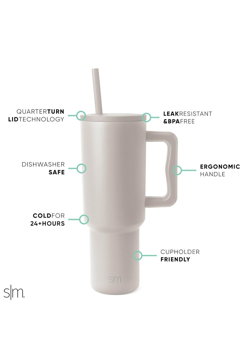 Simple Modern - Simple Modern 40 oz Tumbler with Handle and Straw Lid | Insulated Cup Reusable Stainless Steel Water Bottle Travel Mug Cupholder Friendly | Gifts for Women Men Him Her | Trek Collection | Almond Birch - Image 1