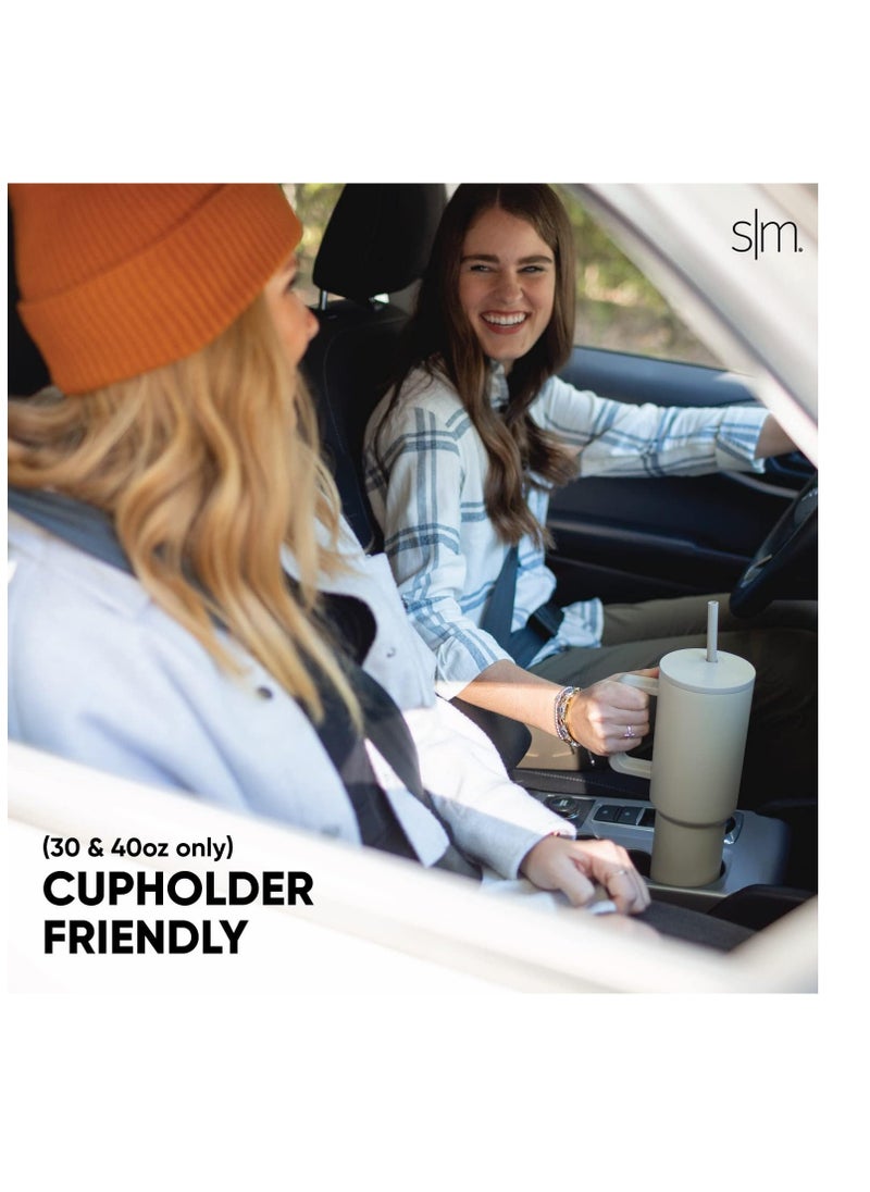 Simple Modern - Simple Modern 40 oz Tumbler with Handle and Straw Lid | Insulated Cup Reusable Stainless Steel Water Bottle Travel Mug Cupholder Friendly | Gifts for Women Men Him Her | Trek Collection | Almond Birch - Image 1