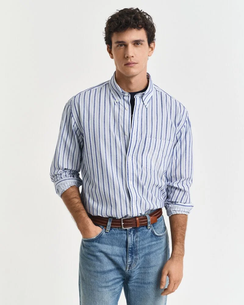GANT  Relaxed Fit Textured Stripe Shirt for Men | Best Price UAE