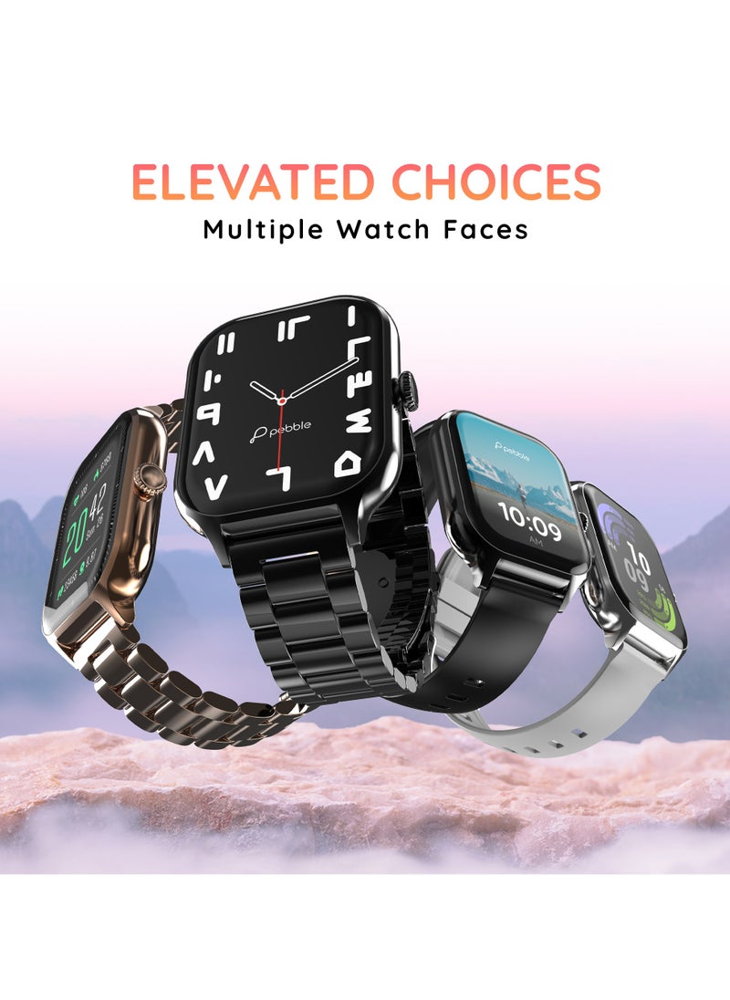 Pebble - Elevate 1.99" Infinite Display Smartwatch, IP67 Water & Dust Resistance, Compatible with Android & iOS, BT Calling, Health Suite, Multi Sports Mode, AI Voice Assistance, Sleep Monitor, Jet Black - Image 1