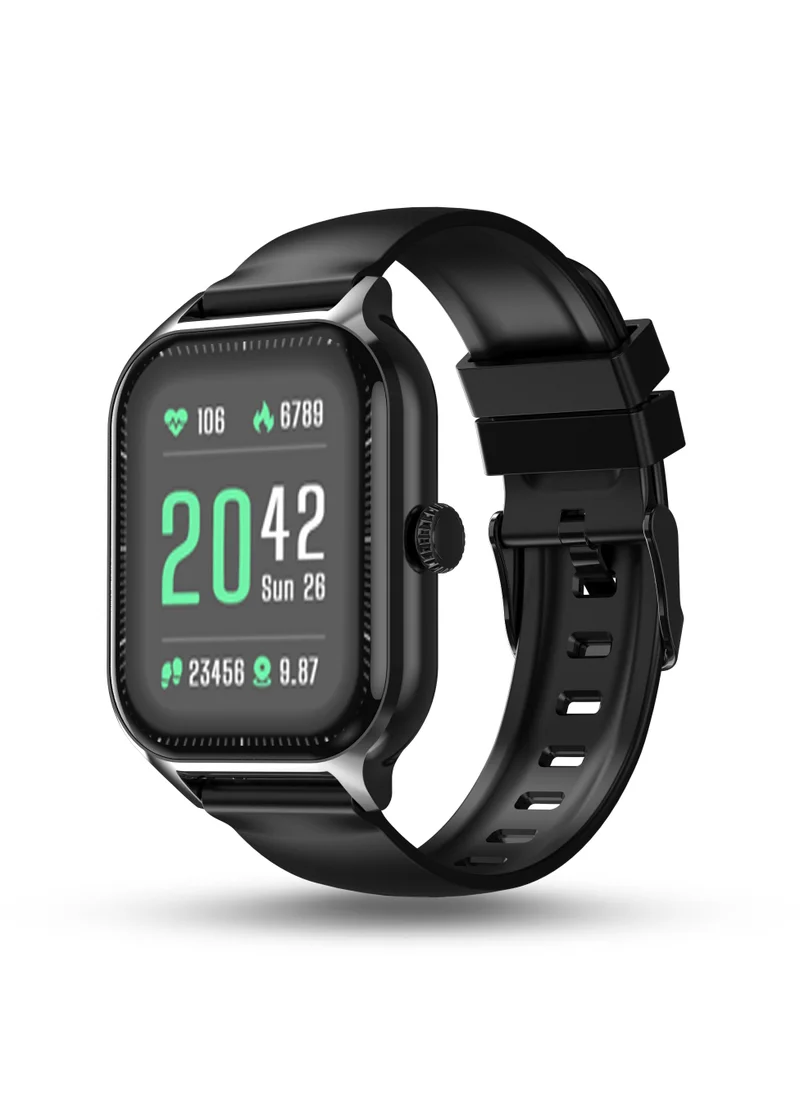 Pebble Elevate 1.99" Infinite Display Smartwatch, IP67 Water & Dust Resistance, Compatible with Android & iOS, BT Calling, Health Suite, Multi Sports Mode, AI Voice Assistance, Sleep Monitor, Jet Black