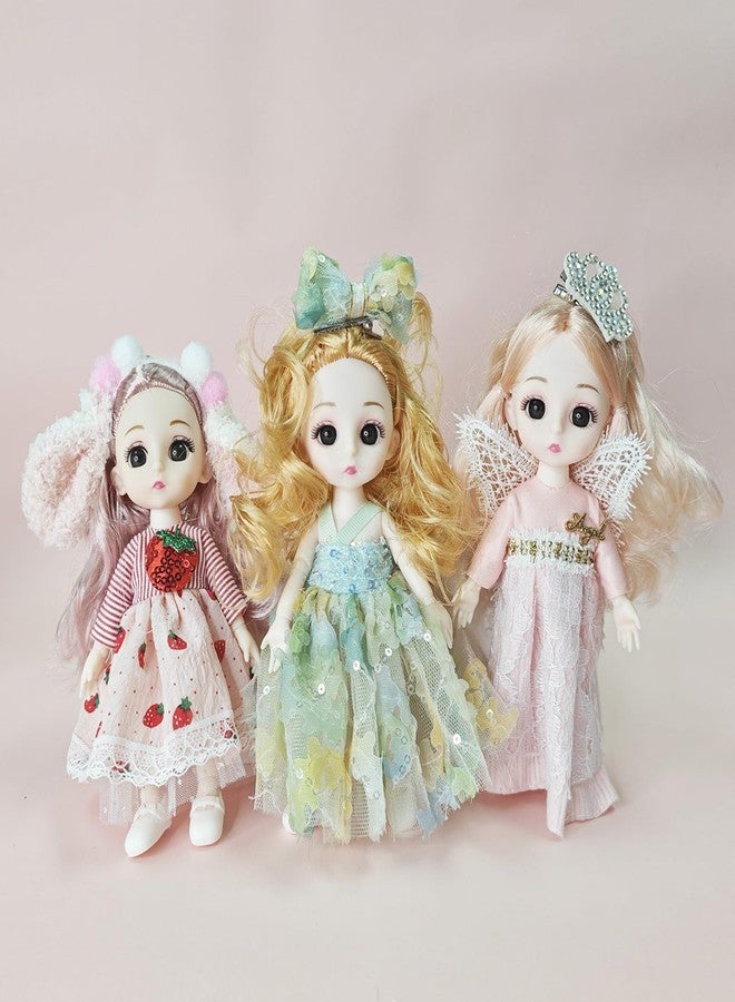 TNDCKP 3 Pcs 6 Inch Princess Girl Mini Dolls, Small Princess Dolls, Little Girl Miniature for 3+ Year Old Girls - Image 2