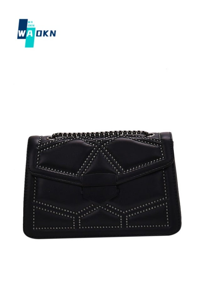 WAOKN - Women's Fashionable and Minimalist Shoulder Bag, Ladies Rivet Chain Small Square Bag Crossbody Bag Sling Bag Side Bag, Daily Commuting Handbag Carry Bag Gift Bag - Image 1