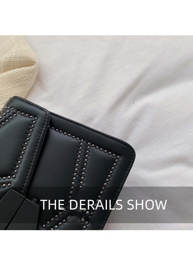 WAOKN - Women's Fashionable and Minimalist Shoulder Bag, Ladies Rivet Chain Small Square Bag Crossbody Bag Sling Bag Side Bag, Daily Commuting Handbag Carry Bag Gift Bag - Image 1