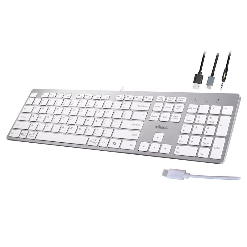 Adesso AKB-730UW Multi O/s Usb-c W-copilot Ai Wrls Hotkey Scissor Switch White - Image 1