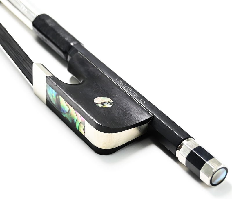 VINGOBOW 4/4 Size Natural Black Mongolia Horsehair French Carbon Fiber Double Bass Bow Art No. 100BFB - Image 1