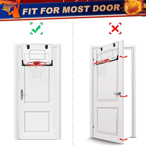 Anzmtosn Mini Indoor Basketball Hoop for Door, Over Door Basketball Hoop for Kids Adults with Large 9 Inch Dunk Rim 4 Mini Replacement 6" Basketballs Sport Game Gift for 6 7 8 9 10 11 12 Years (15.8"x11.7") - Image 3
