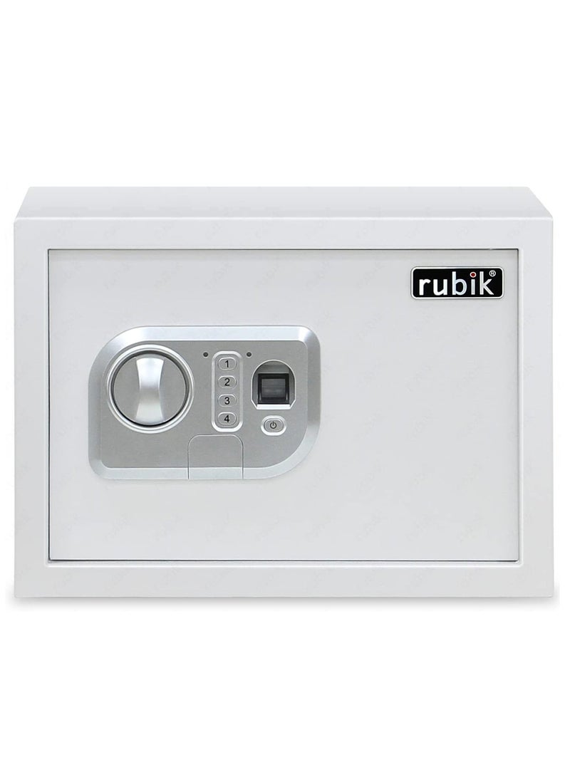 Rubik Biometric Fingerprint Safe Box with Digital Keypad and Key Lock A4 Documents Size for Cash Jewelry Passports RBFPN25 (25x35x25cm) White - Image 5