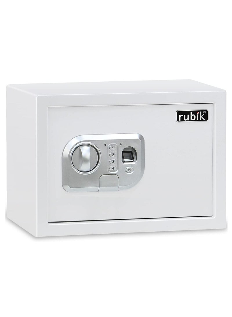 Rubik Biometric Fingerprint Safe Box with Digital Keypad and Key Lock A4 Documents Size for Cash Jewelry Passports RBFPN25 (25x35x25cm) White - Image 1