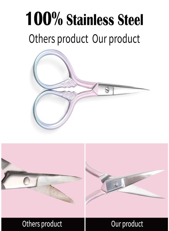 TaShow 2 Pcs Eyebrow Scissors for Women, Professional Grooming Mini Scissors with Stainless Steel Straight Tip, 3.5 Inch Pink Small Scissors Beauty for Facial Hair, Eyebrows, Beard, Ear, Nose, Moustache - Image 2