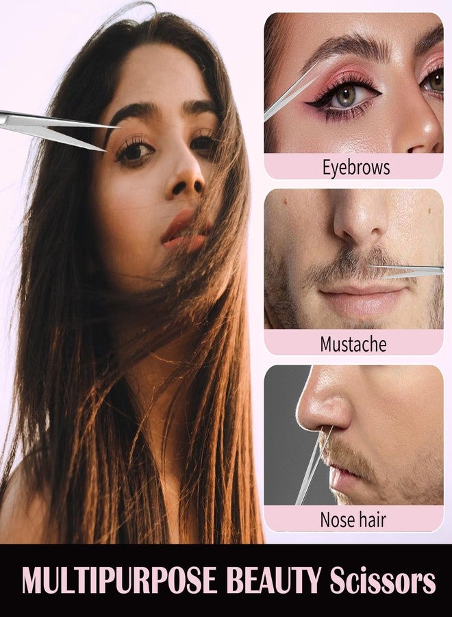 TaShow 2 Pcs Eyebrow Scissors for Women, Professional Grooming Mini Scissors with Stainless Steel Straight Tip, 3.5 Inch Pink Small Scissors Beauty for Facial Hair, Eyebrows, Beard, Ear, Nose, Moustache - Image 4