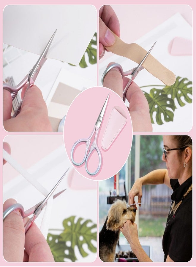 TaShow 2 Pcs Eyebrow Scissors for Women, Professional Grooming Mini Scissors with Stainless Steel Straight Tip, 3.5 Inch Pink Small Scissors Beauty for Facial Hair, Eyebrows, Beard, Ear, Nose, Moustache - Image 5