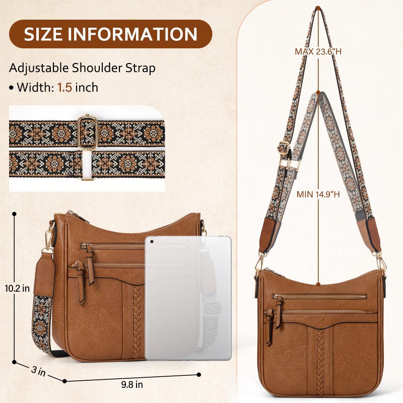RAINSMORE Crossbody Bags for Women, 7 Pockets Crossbody Purses Lightweight Leather Shoulder Handbags for Travel - Image 4
