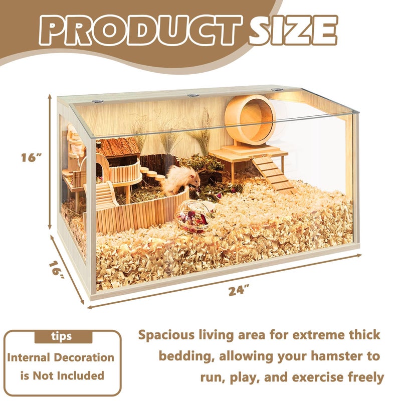 Prolee Hamster Cage Chewproof, Large Hamster Cage,Guinea Pig Cages Openable Top with Acrylic Sheets Solid Built, Hamster Habitat 24" - Image 3