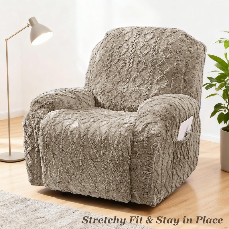 JOKIVTOU Recliner Chair Covers 4-Pieces Reclining Chair Slipcovers with Pocket& Elastic Bottom, Soft Feel Fitted Lazy Boy Sofa Couch Cover Washable, Stretch Recliner Furniture Protector - Image 2