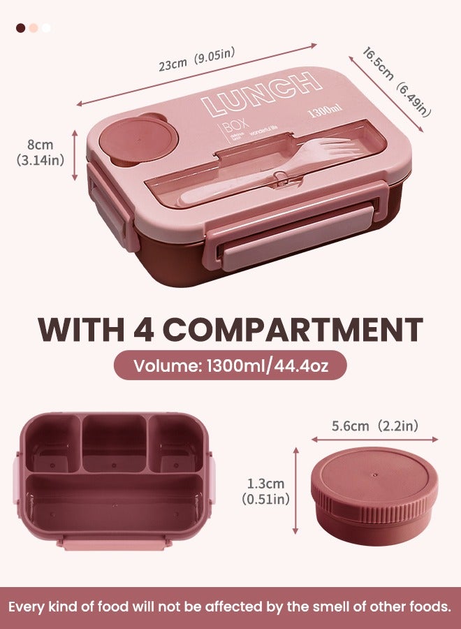ANYOUI Versatile 4-Compartment Bento Box, Lunch Box for Adults Men Women, Leak-Resistant, Lunchable Food Container with Utensils, Sauce Jar, Microwave & Dishwasher Safe - Image 2