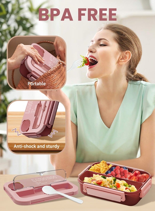 ANYOUI Versatile 4-Compartment Bento Box, Lunch Box for Adults Men Women, Leak-Resistant, Lunchable Food Container with Utensils, Sauce Jar, Microwave & Dishwasher Safe - Image 3