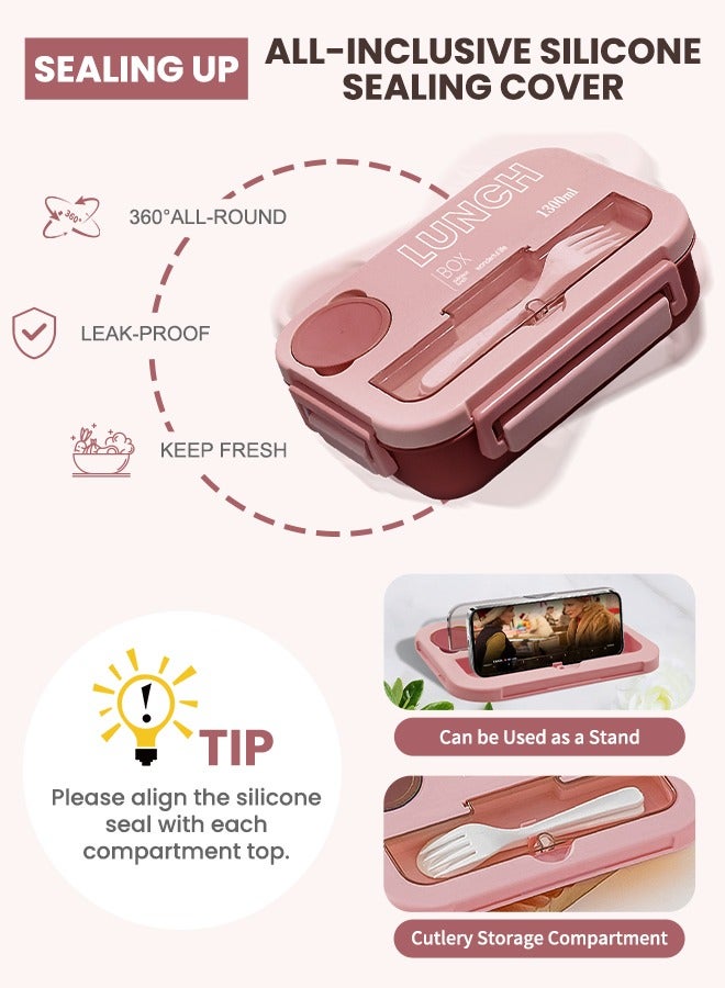 ANYOUI Versatile 4-Compartment Bento Box, Lunch Box for Adults Men Women, Leak-Resistant, Lunchable Food Container with Utensils, Sauce Jar, Microwave & Dishwasher Safe - Image 4