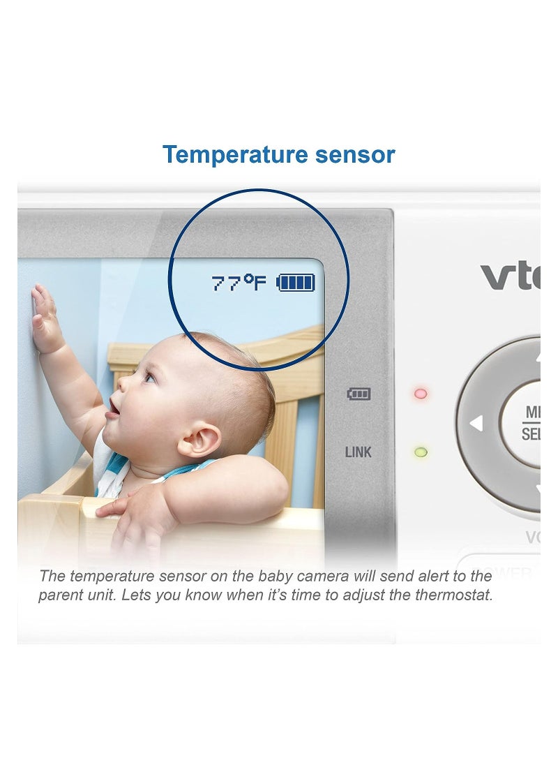 vtech - VM923 Video Baby Monitor, 19 Hour Battery Life, 1000ft Long Range, Pan Tilt Zoom, Enhanced Night Vision, 2.8 inch Screen, 2 Way Audio Talk, Temperature Sensor, Power Saving Mode and Lullabies - Image 1
