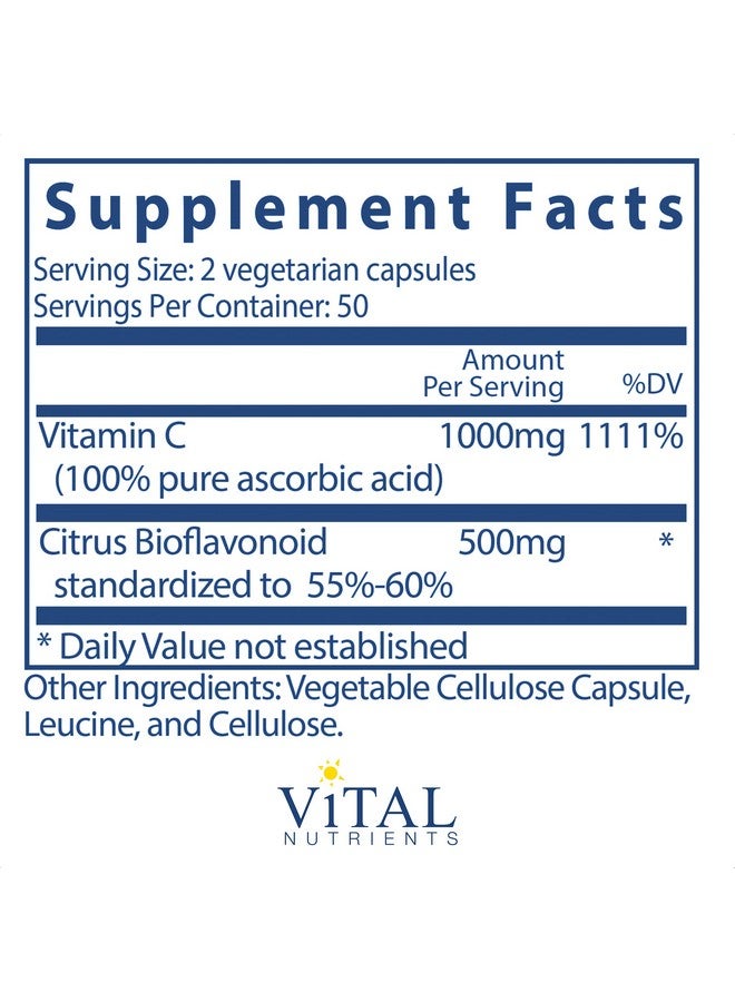 Vital Nutrients Vitamin C With Bioflavonoids Vitamin C And Bioflavonoid Formula 100 Vegetarian Capsules - Image 3