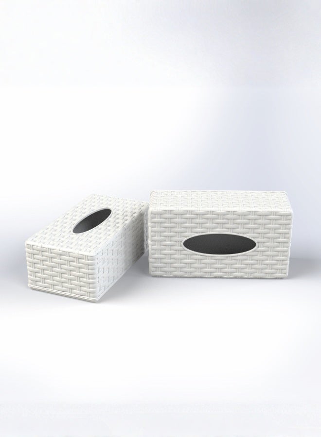 Marcolo Plastic Tissue Box Cover – Rattan Design, Lightweight, Durable & Easy to Clean (25×14×9 cm) - Image 2