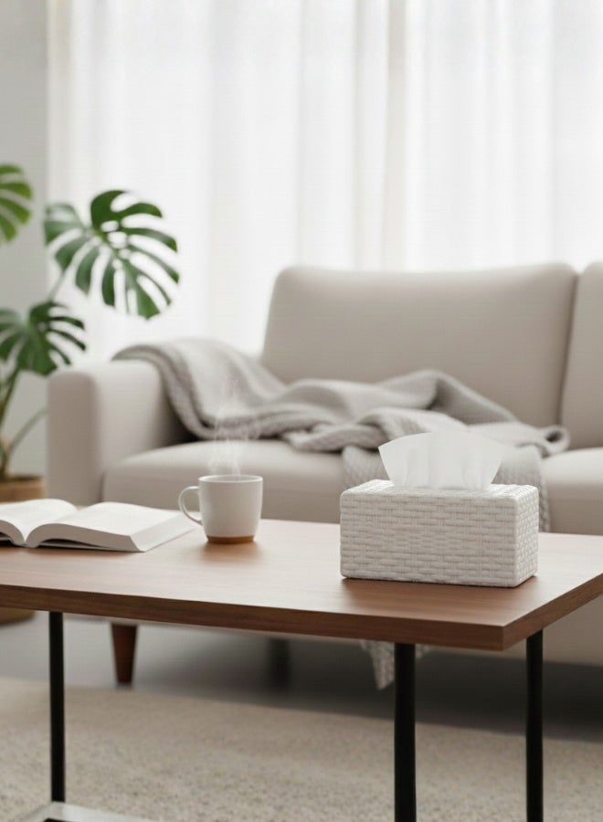 Marcolo Plastic Tissue Box Cover – Rattan Design, Lightweight, Durable & Easy to Clean (25×14×9 cm) - Image 3