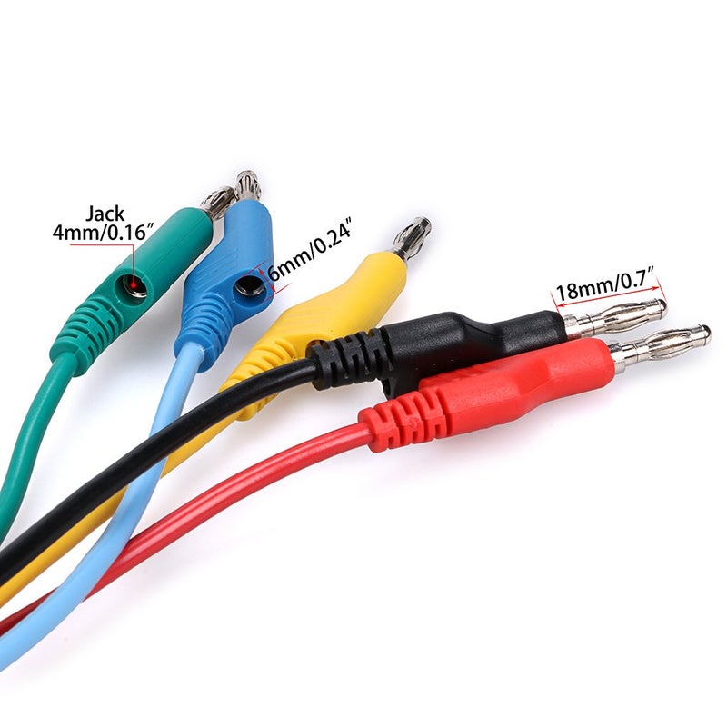 Sumnacon Multimeter Banana Plug to Crocodile Alligator Clip Test Probe, 5PCS 4mm Stackable Colorful Silicone Banana Plug to Alligator Clip Test Probe Lead Wire Cable 1M - Image 5