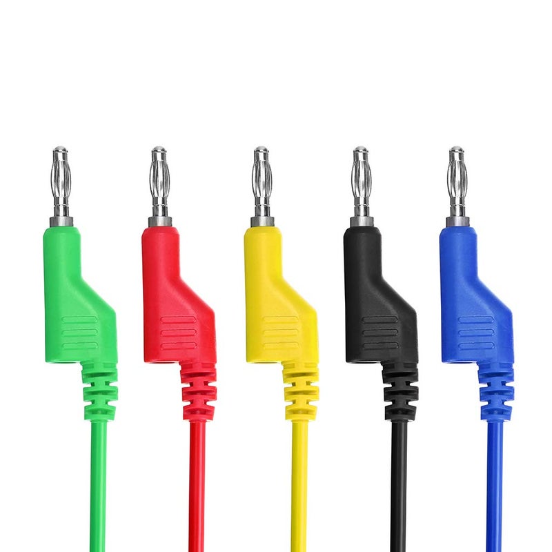 Sumnacon Multimeter Banana Plug to Crocodile Alligator Clip Test Probe, 5PCS 4mm Stackable Colorful Silicone Banana Plug to Alligator Clip Test Probe Lead Wire Cable 1M - Image 4