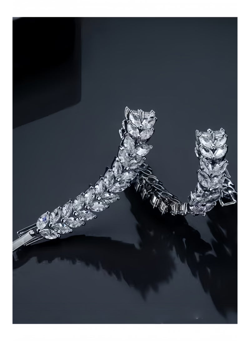 HALAMODO Women's Inlaid Zircon Bracelet Classic Wheat Shaped Bracelet with Cubic Shinny Zircon Hypoallergenic Nickel-Free Zirconia Jewelry Showing Sophisticated and Elegance - Image 5