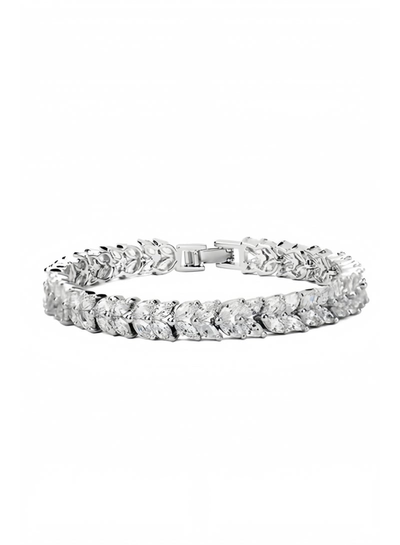 HALAMODO Women's Inlaid Zircon Bracelet Classic Wheat Shaped Bracelet with Cubic Shinny Zircon Hypoallergenic Nickel-Free Zirconia Jewelry Showing Sophisticated and Elegance - Image 1
