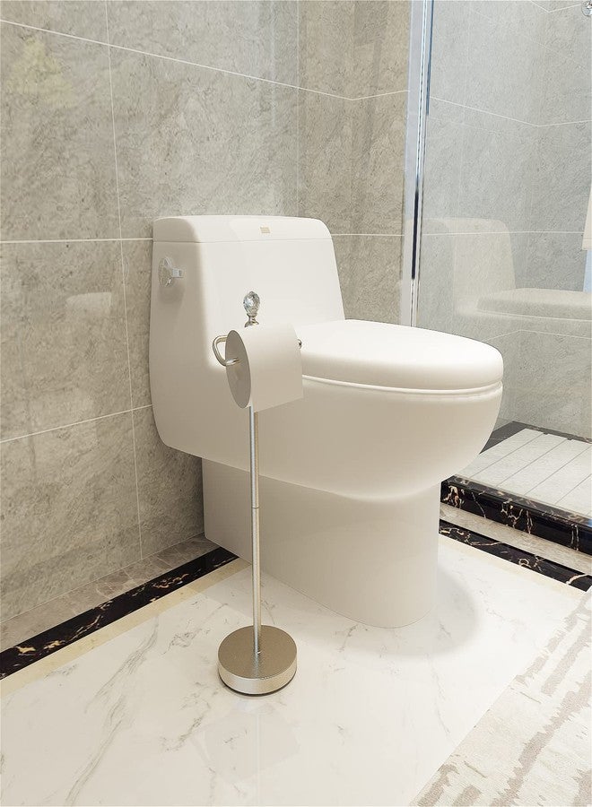 ROLABAM Toilet Paper Holder Stand with Crystal Head, Brushed Nickel Toilet Paper Holder Free Standing 24.4" H, Stand Up Toilet Paper Roll Holder for Bathroom, Floor Toilet Paper Storage - Image 4