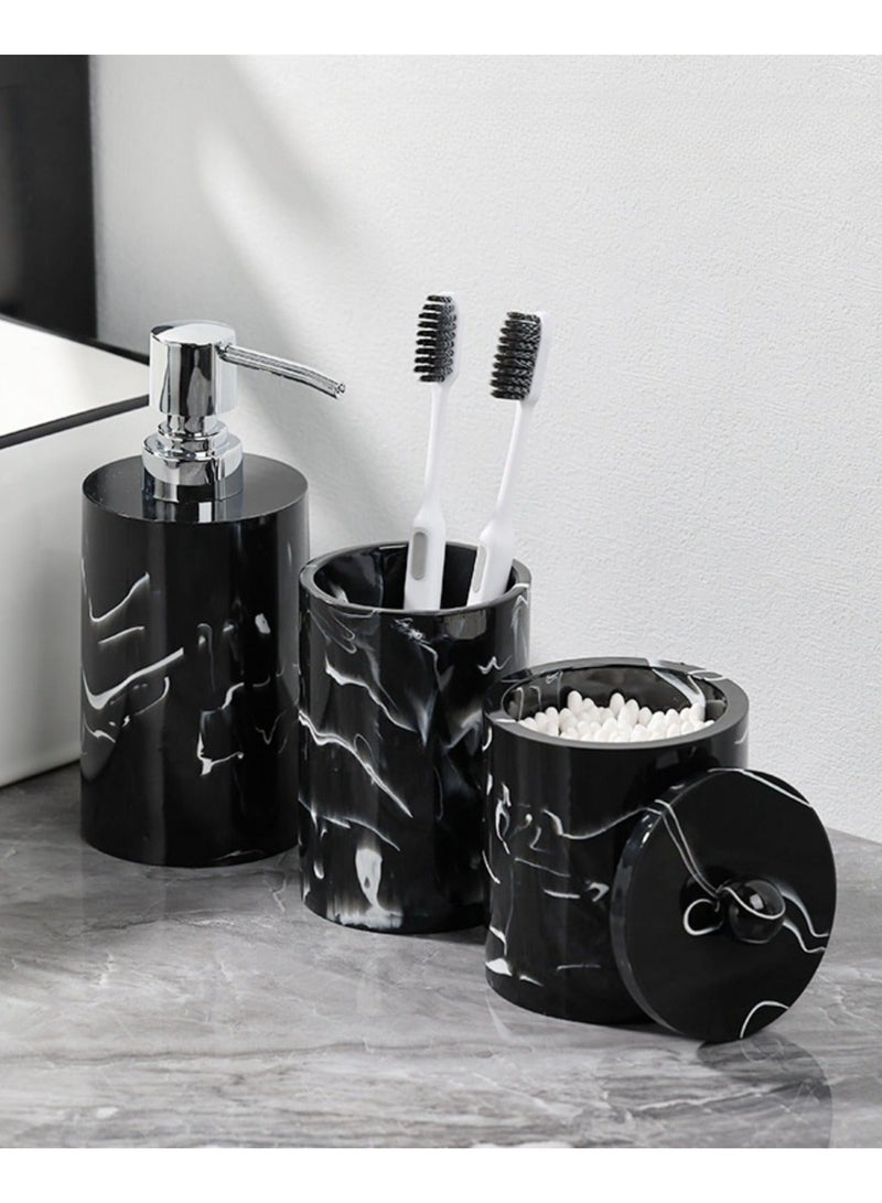 JiFENG طقم إكسسوارات حمام مكون من 4 قطع مع موزع صابون، وكوب فرشاة أسنان، وصحن صابون، وحامل أعواد قطنية - Image 4