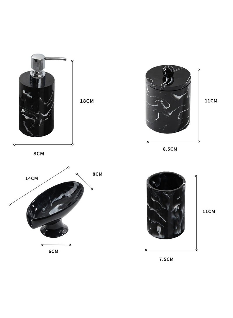 JiFENG طقم إكسسوارات حمام مكون من 4 قطع مع موزع صابون، وكوب فرشاة أسنان، وصحن صابون، وحامل أعواد قطنية - Image 3