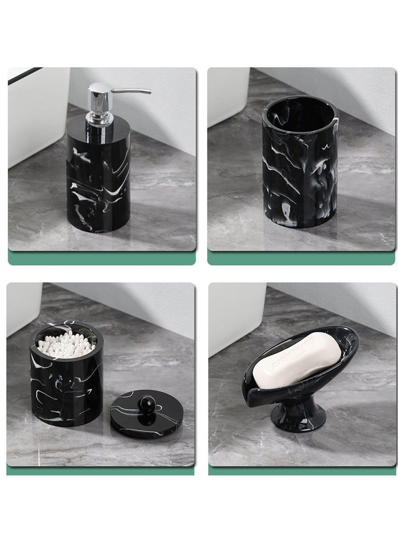 JiFENG طقم إكسسوارات حمام مكون من 4 قطع مع موزع صابون، وكوب فرشاة أسنان، وصحن صابون، وحامل أعواد قطنية - Image 2