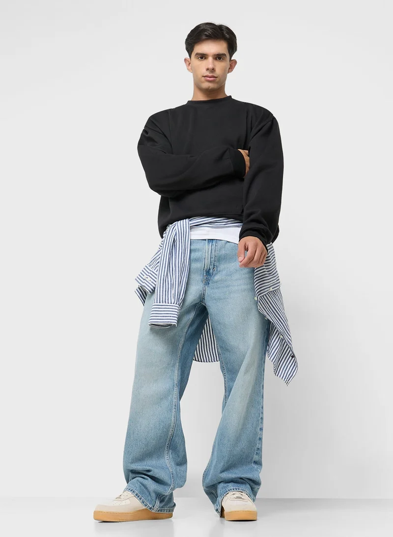 Seventy Five  Graphic Crew Neck Pullover Oversize Sweatshirt for Men | Best Price UAE