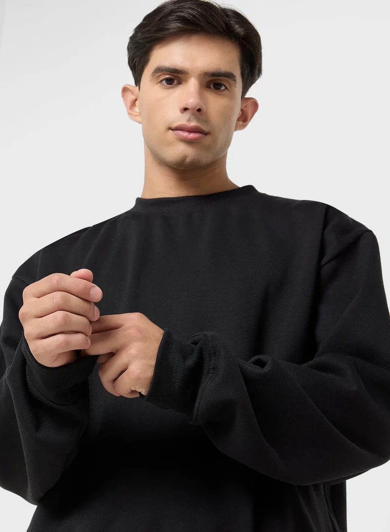 Seventy Five  Graphic Crew Neck Pullover Oversize Sweatshirt for Men | Best Price UAE