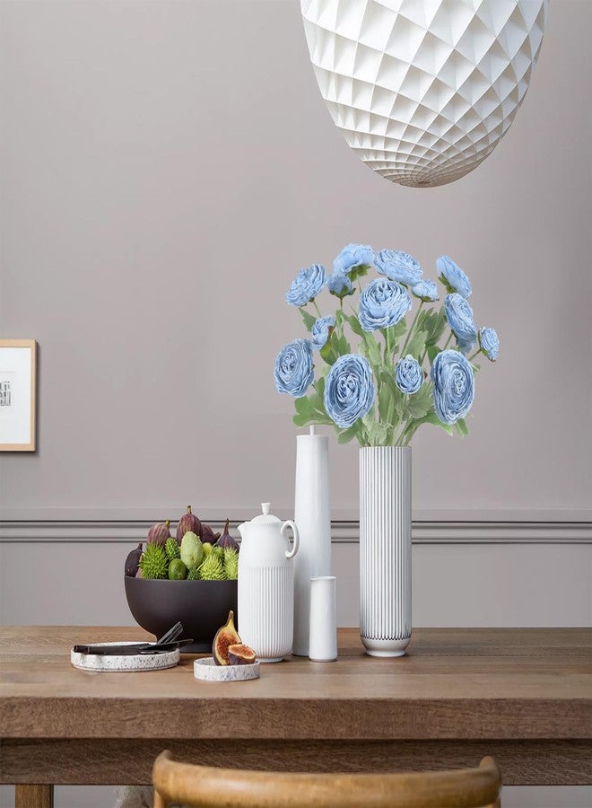 IPOPU Blue Ranunculus Artificial Flowers,5PCS Vintage Silk Peonies with Stems Real Look Faux Ranunculus Flowers for Wedding Party Garden Vase Home Decoration(Blue) - Image 2