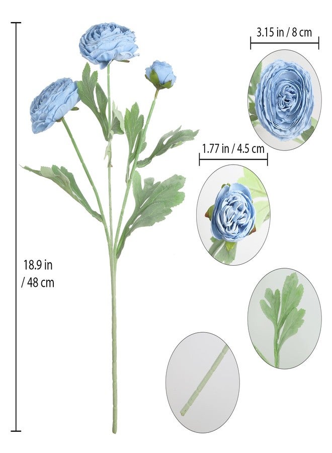 IPOPU Blue Ranunculus Artificial Flowers,5PCS Vintage Silk Peonies with Stems Real Look Faux Ranunculus Flowers for Wedding Party Garden Vase Home Decoration(Blue) - Image 3