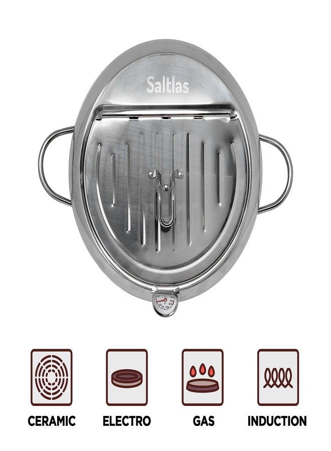 Saltlas Deep Fryer Pot (°F), 11"/4.4Qt (4.2 L) Extra Large Tempura Frying Pot with Lid, 304 Stainless Steel Fry Pot with Fahrenheit Temperature Control and Oil Drip Drain Rack - Image 4