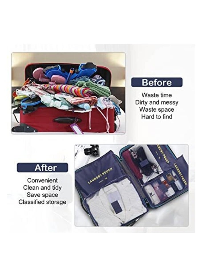 DIRECT 2 U - 6pcs Set Travel Luggage Organizer Packing Cubes Set Storage Bag Waterproof Laundry Bag Traveling - Image 1