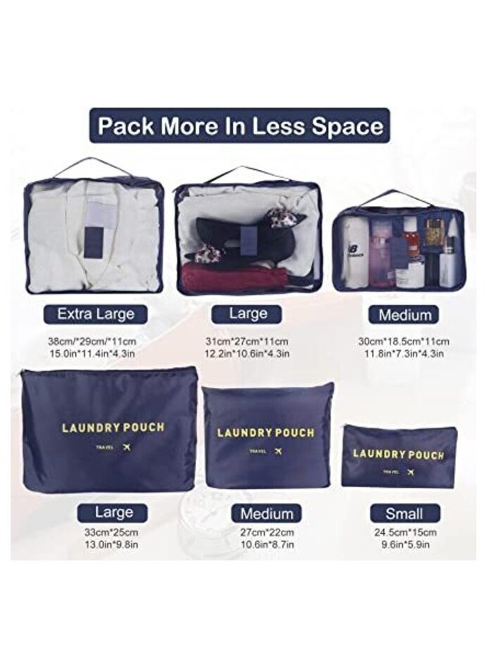 DIRECT 2 U - 6pcs Set Travel Luggage Organizer Packing Cubes Set Storage Bag Waterproof Laundry Bag Traveling - Image 1