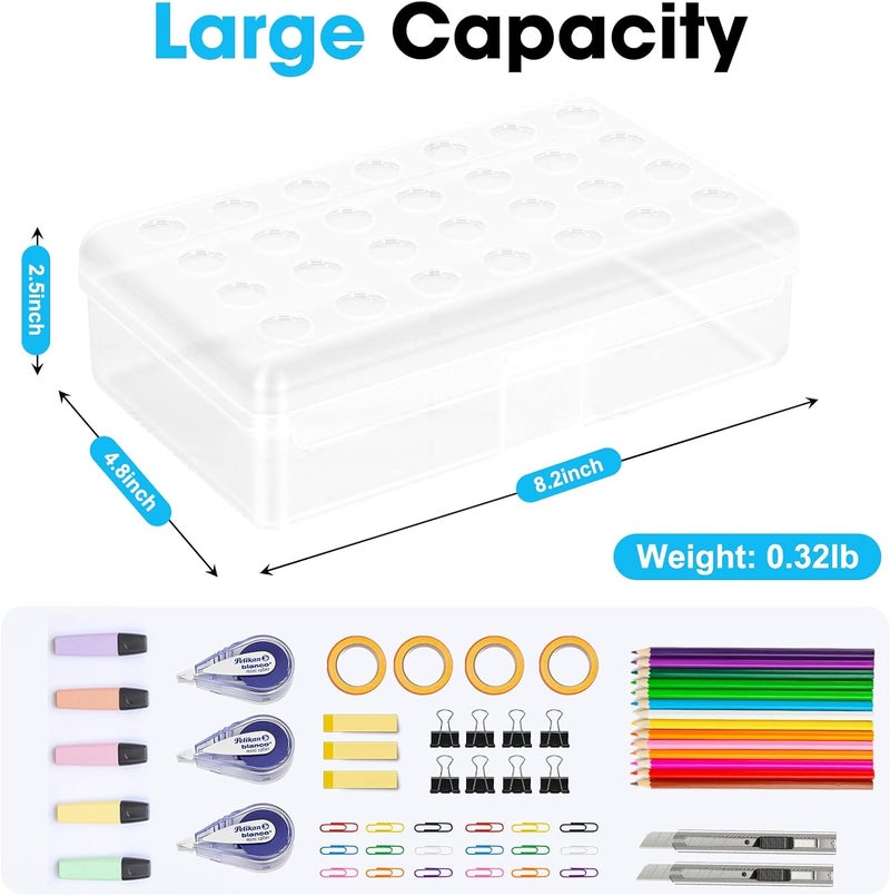 HUTUDD Plastic Pencil Box, Large Pencil Case, Clear Pencil Boxes with Snap-tight Lid, Hard Crayon Box Storage Marker Organizer Containers for Boys Girls Adults School Office Supplies (Clear) - Image 2