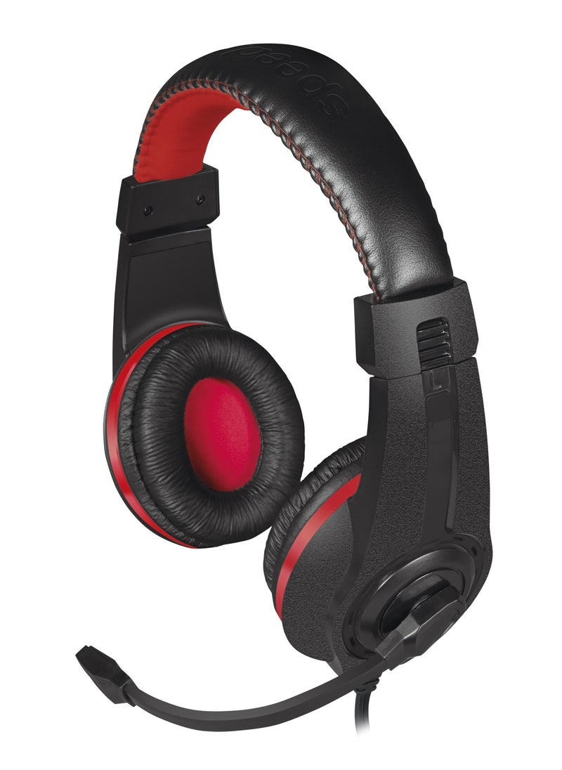 SPEEDLINK SpeedLink Legatos Stereo Gaming Headset with Microphone, Black and Red - SL-860000-BK  - Image 1