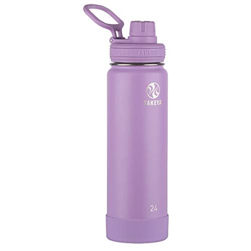Takeya Actives Water Bottle with Spout Lid  Bottle with Double Stainless Steel Insulation  Dishwasher Safe  BPAFree  Bottle with Spout Lid  Removable Bumper  24 oz Lilac