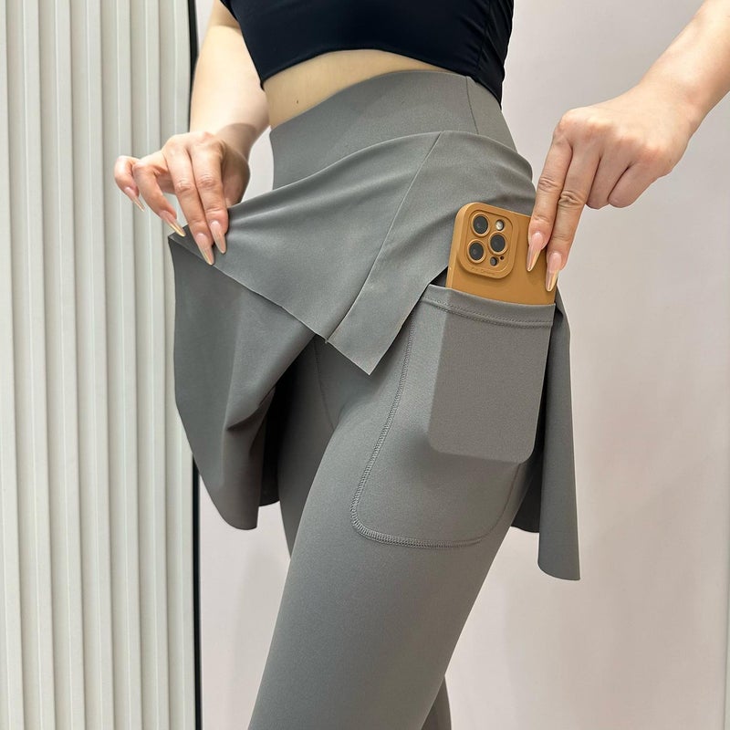 Summer High-Waist Capri Skirt Pants Fashion Yoga Black - Image 3