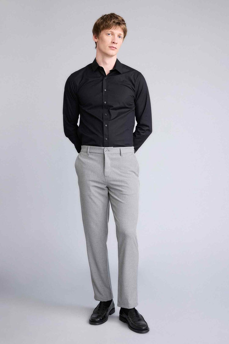 DeFacto Grey Man Tailored Fit Straight Leg Trousers Casual - Image 4